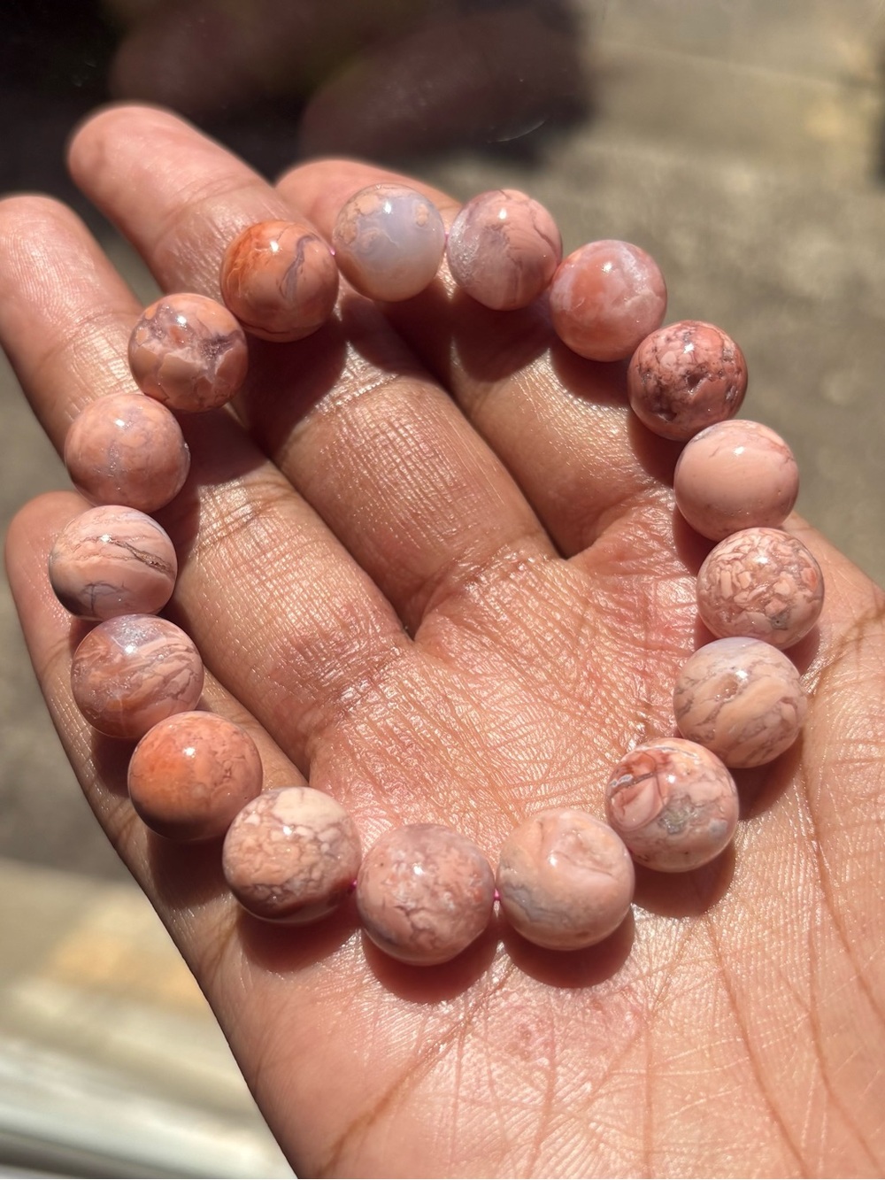 Cotton Candy Agate Crystal Bracelet 12.5mm - Picture 8 of 11